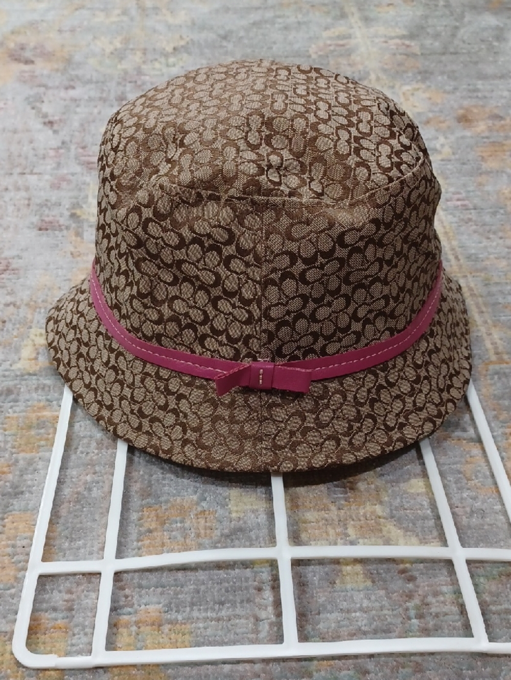 Vintage Coach Kids Signature Monogram Bucket Hat